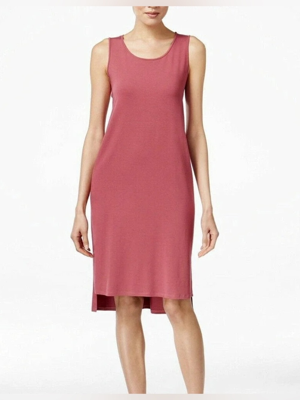 EILEEN FISHER Jersey Knit Tank Dress In Rosewood Mauve Women’s Sz Small